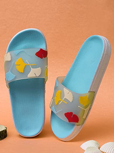 Image of Pampy Angel Transparent Leafs Women's Flip Flops Slides Back Open Household Comfortable Slippers