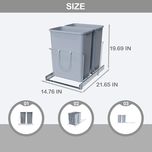 Double-Pull-Out-Trash-Can-35QT-Under-Cabinet-Kitchen-Bin-Metal-Frame-Grey-Fits-Above-18-Opening-Cabinets
