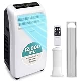 SereneLife Aire Acondicionado Portátil, 12.000 BTU, Móvil, Silencioso, Deshumidificador, Ventilador, Kit Escape Ventana, Mando a Distancia, Ideal para Casa y Oficina