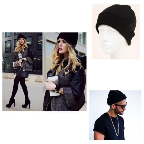 2 Toucas Gorro Básica Preta de Inverno Lisa Unissex Quente