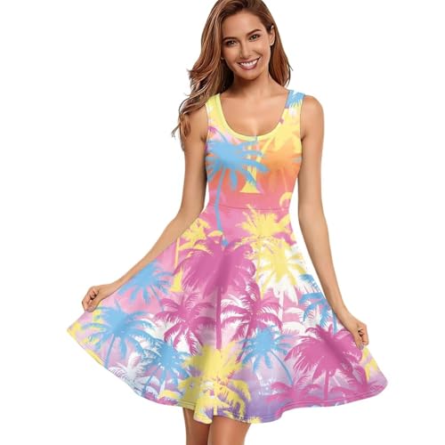 Image of Dreaweet Casual Sleeveless Dresses for Women Girls, Round Neck Tank Dresses with Pockets Summer Sundress Size XS-4XL