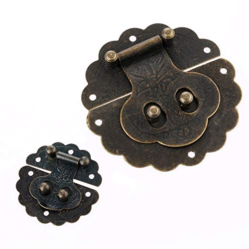 Image of Door Hasp Latch 1Pc 40 /80mm Antique Vintage Decorative Jewelry Wooden Box Hasp Latch Hook Lock with Screws 40 /80mm Furniture Hardware (Color : 80mm)