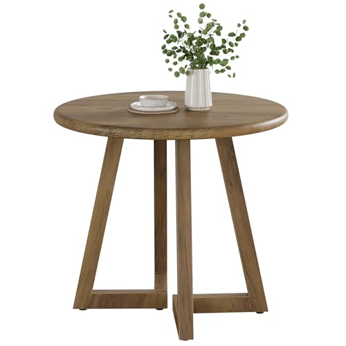 Tribesigns ダイニングテーブル 幅80cm 単品 丸 円形 食卓 テーブル 二人用 木制 おしゃれ 2-4人用 ブラウン