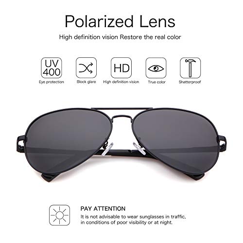 GIFIORE Oversized Polarized Aviator Sunglasses for Women Men,Classic Big Black Gold Metal Frame Pilot Shades4