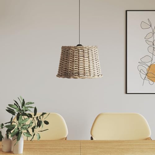 Homgoday Pantalla de mimbre marrón para bombilla E27, decorativa y funcional, 40 cm de diámetro, para salón y más Model364377