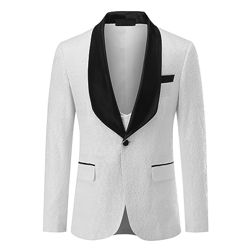 YFFUSHI Men's 3 Piece Suit One Button Slim Fit Shawl Lapel Tuxedo Blazer Jacket Vest Pants2
