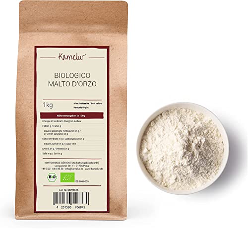 Kamelur Malto BIO Per Pane E Panini - Farina Di Malto D'Orzo Enzimaticamente Attiva E Senza Additivi - Malto D'Orzo Leggero, Confezione Biodegradabile 1 Kg (Confezione Da 1)