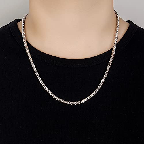 Fashion Men 925 Sterling Silver Necklace Italy 5MM Square Rolo Link Round Box Chain Chokers 18 "20" 22 "24" 26" Fine Jewelry Gift4