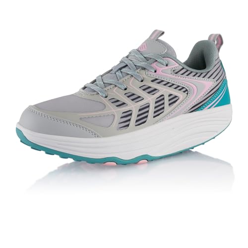 Fusskleidung® Damen Herren Sneaker Abrollsohle leichte Gesundheitsschuhe Grau...