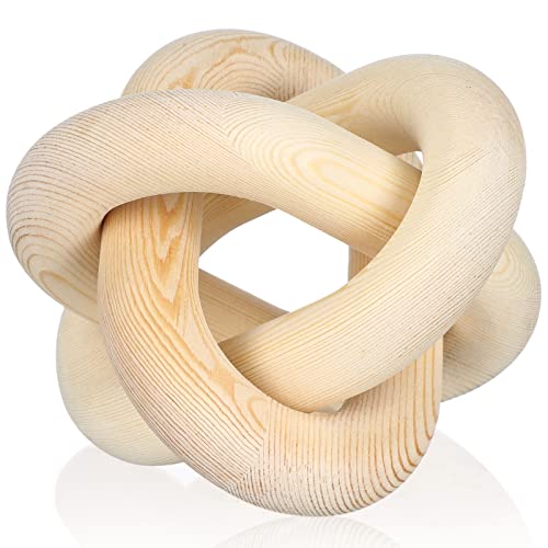 Yalikop 3 Link Wood Knot Decor Rustic Home Décor Accents Hand Carved Coffee Table Decoration, Boho Chain Link Decoration, Modern Shelf, Rustic Objects for Home Living Room Bedroom(Natural)