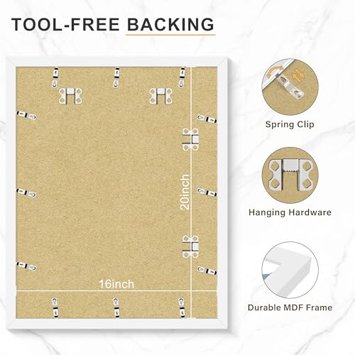 Image of Picrit 16x20 Picture Frame Set of 7, White Poster Frames for Wall