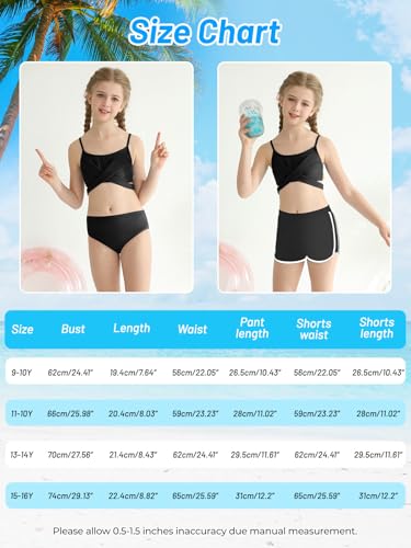 Image of Girl's 3 Piece Bikini Set Cross Strap Swimsuits for Girls Bathing Suit with Shorts Teen Swimwear Swimming Suit