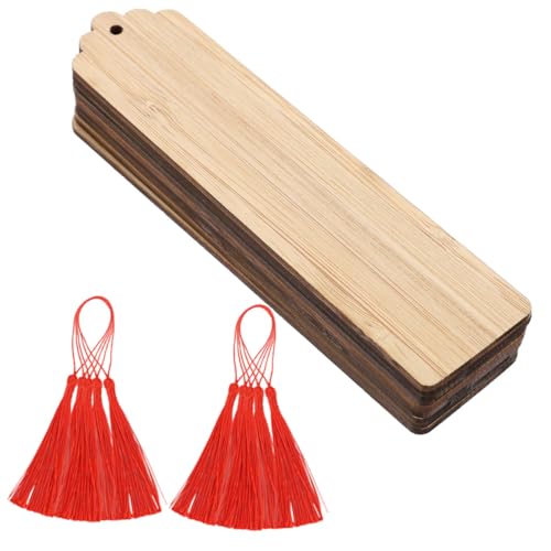 ELAYARD 10セット 木製空ブックマーク 彫刻可能な吊り下げタグ 多用途ページマーカー 手作りクラフト用 家装飾や読書好きの 向け