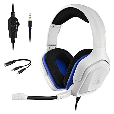 G-LAB KORP Cobalt Gaming Headset - Stereo Audio Gaming Headset, Ultra Light, Strong Bass - Microphone 3.5mm Jack for PC PS4 PS5 Xbox One Mac Nintendo Switch Tablet Laptop Smartphone (White) Cover