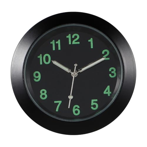 Image of UKCOCO Mini Car Dashboard Clock 1.96 inch Luminous Quartz, Black Electroplated Metal, Night-Glow Pointer for Safe Time Checks, Clip-On Air Vent or Desk for Auto, Office, Travel