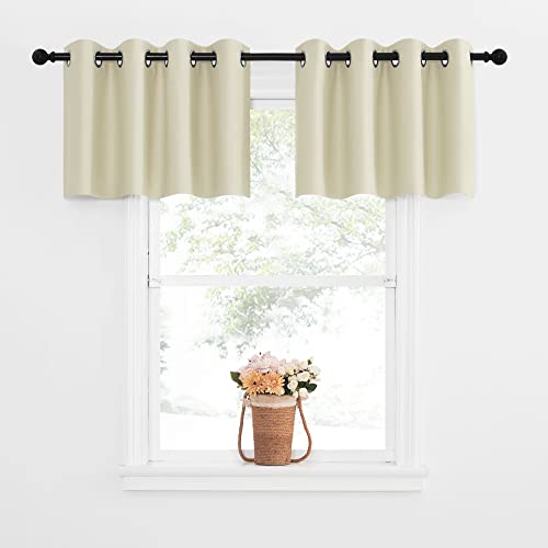 NICETOWN Kitchen Tiers Vakances for Sink Over, Country Rustic Grommet Curtains Vlances 2 Panels Blackout Thermal Insulating Small Curtain for Bathroom
