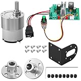 Copkim 4 Pack Micro DC 12v 600rpm Geared Motor JGB370-520 with Bracket, CCM6N DC PWM Motor Speed Controller, and 6mm Flange Coupling Connector