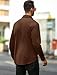 ZAFUL Mens Deep Brown Long Sleeve Button Down Shirts Pocket Faux Suede Shacket Casual Street Look Shirts Lightweight Shacket Jackets (Deep Brown L)