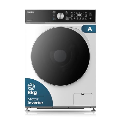 Hyundai Lavadora 8Kg Carga Frontal Blanco HL8202AIDVB. 1200rpm, Motor Inverter, 16 Programas, Función Stop&Go, Clase de Eficiencia Energética A Hyundai Lavadora 8Kg Carga Frontal Blanco HL8202AIDVB. 1200rpm, Motor Inverter, 16 Programas, Función Stop&Go, Clase de Eficiencia Energética A