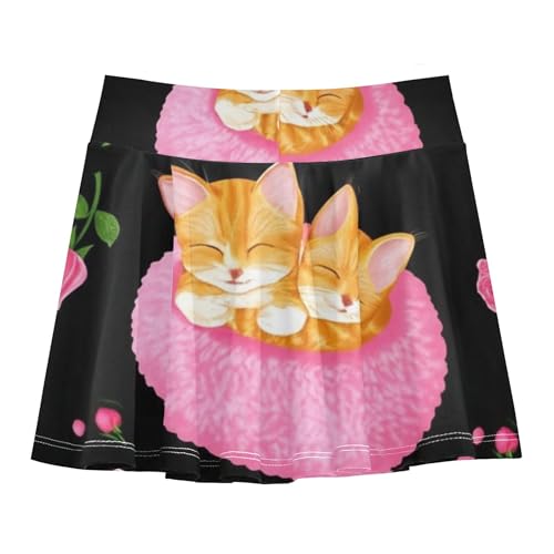 Neon Athletic Shorts Girls Skorts Tennis Skirts Toddler Butterfly Cute Orange Kittens Flowers 4t2