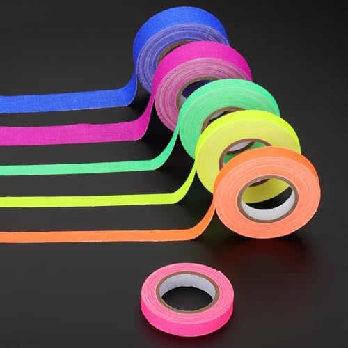 PATIKIL Glow in the Dark Gaffers Tape, 0.4 Inch x 32.8 Feet Colored Cotton Glow Tape Markers Fluorescent Glow in the Dark Tape Stickers for Party Decorations, Pink