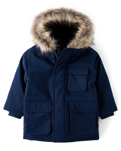 The Children's Place,Baby Boys,and Toddler Water and Wind Resistant Hooded Zip Front Parka Jacket,Tidal,9 Months,12 Months