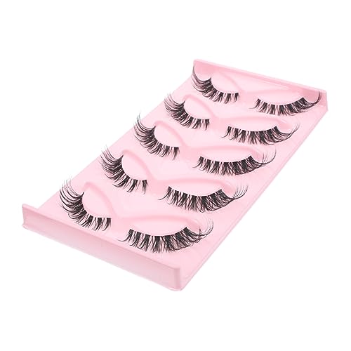 VINTORKY 5 Pares besar las pestañas tira de pestañas latigazo a granel latigazos Gel extensiones de pestañas extensión de pestañas ojos pestañas volumen de pestañas fibra artificial