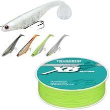 TRUSCEND Pre-Rigged Soft Fishing Lures, All-Conditions Fishing Gear for Bass Trout Walleye, X8 Braided Fishing Line 20lb-300yds, More Thinner More Smoother PE Braid Line, Fishing Gift for Men