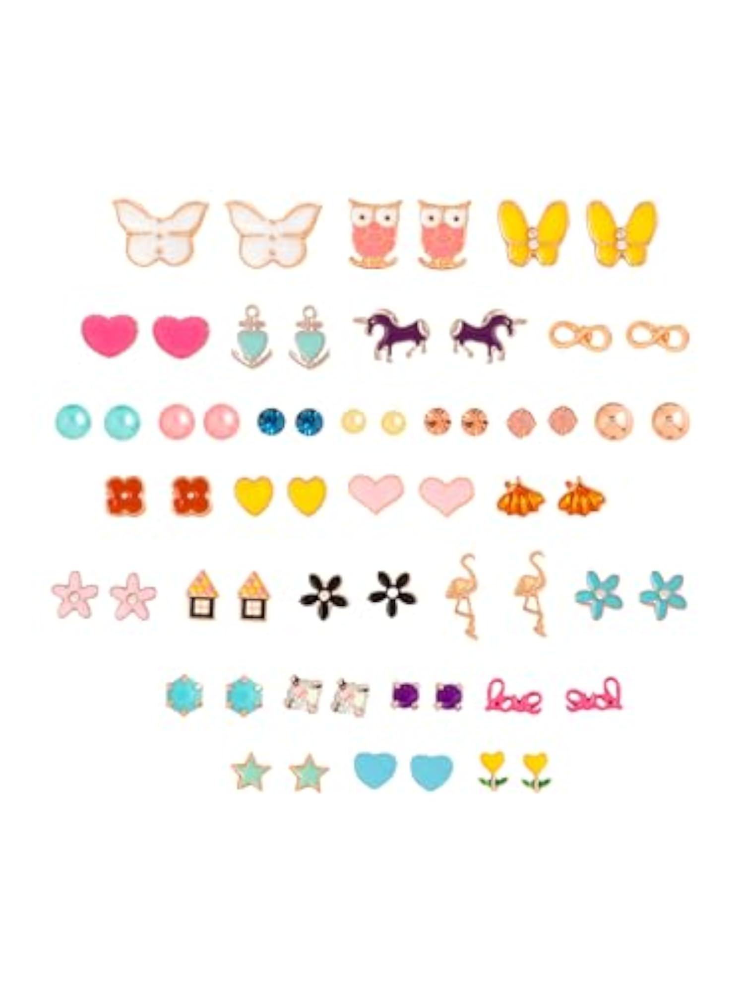 Multicolor Studs Earring Set for Girls, 30 Pairs