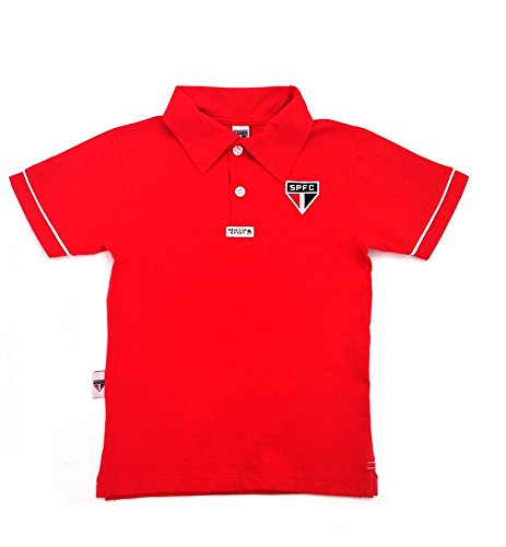 Camisa Polo Manga Curta São Paulo, Rêve D'or Sport, Criança unissex, Vermelho/Branco, 1