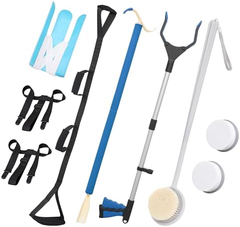 Fanwer 6-Piece Hip Kit for Seniors Total Hip Replacement - Leg Lifter, Sock Aid, Reach Grabber Tool, Dressing Stick, Back Brush and Lotion Applicator, Pants Helper, Hip Replacement Kit After Surgery