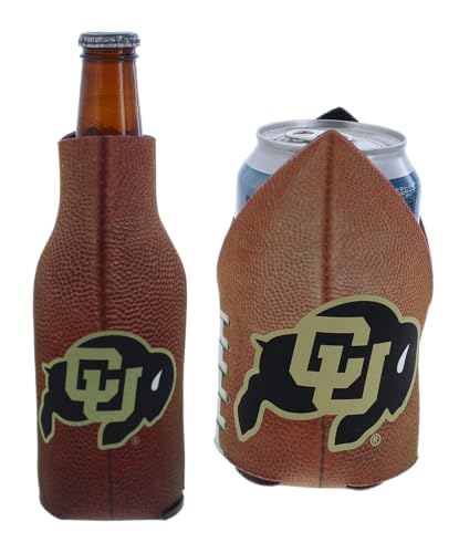 College Team Color Logo Can & Bottle Holder Insulator Beverage Cooler Set (Colorado Coolie (Buffaloes))