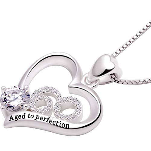 ALOV Jewelry Sterling Silver 60th Birthday Aged to Perfection Cubic Zirconia Pendant Necklace2