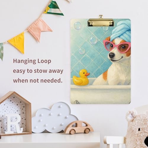 Acrylic Clipboard A4 Size 12.5" x 9" Metal Clipboard Folder with Low Profile Clip for Police Coaching Trade Quest Jack Russell Spa Day - Image 5