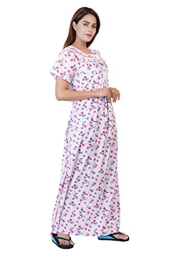 Image of Women's Cotton Block Print Knee Length Nighty