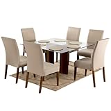 Kit 6 Peças Capa Protetora de Cadeira 6 Lugares Lisa Resistente Assento Encosto Confortável Lavável Cozinha Jantar na Cor Avelã