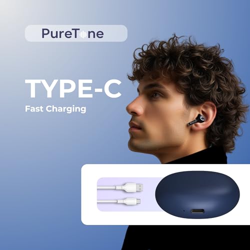 Image of OOGE Wavepods 300 TWS Earbuds - ENC Noise Cancelling, Bluetooth 5.4 EDR, 10mm Drivers, Type-C Charging, 500mAh Battery, Dual Mic, One-Touch Control, 1000-Hour Standby (Blue)