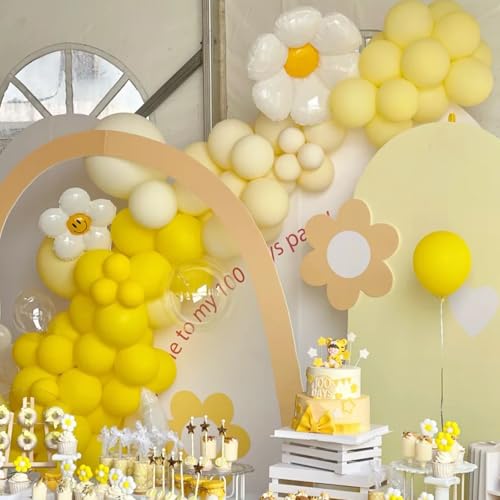 Image of Voircoloria 90pack Lemon Yellow Balloons Different Size 18 /12 /10 /5 Inch Yellow Balloon Garland Arch Kit for Graduation, Wedding, Birthday, Princess Theme, Baby Shower, Anniversary Party Decorations