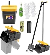 LANNEY Pooper Scooper - 46" Long Adjustable Portable Handle Dog Pooper Scooper Swivel Bin & Rake ...