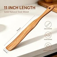 Spurtle for Sourdough Starter, Dough Mixing, Reaching Jar Bottom, High Moisture Resistant Natural Teak Wood, Wooden Bread Making Tool for Non-Stick Cookware — image 2