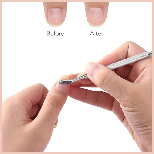 Hair Line Professional Multipurpose Stainless Steel Double Head Cuticle Pusher and Curved Spoon Nail Cleaner for Fingernail and Teonail Care - Image 4