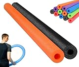 Lot de 2 tubes de nouilles flottantes en mousse pour piscine creuses épaisses pour flotter dans la piscine, 150 cm de long (noir)