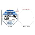 2-Pack-Video-Surveillance-Signs-10x-10-Rust-Free-040-Aluminum-Security-Warning-Reflective-Metal-Signs-Indoor-Or-Outdoor-Use-for-Home-Business-CCTV-Security-Camera-UV-Protected-Waterproof