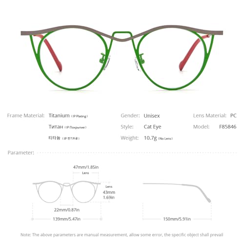 Image of FONEX Colorful Pure Titanium Glasses Frame Women Retro Round Eyeglasses F85782