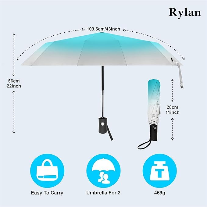 Image of TEKCOOL Umbrella, UV Big Size Umbrella for Sun Protection Rain Windproof Strong large 3 fold for men women kids boys girls Perfect small & stylish Windproof & Compact(Green)