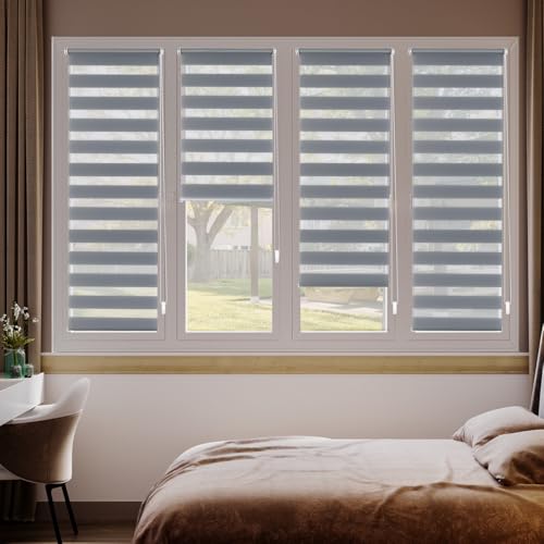 Sekey Doppelrollo Klemmfix ohne Bohren für Fenster, Doppelrollo 85 cm breit, Duo Rollo Jalousie Sonnenschutz, 85x130cm, Grau – Ansicht 7
