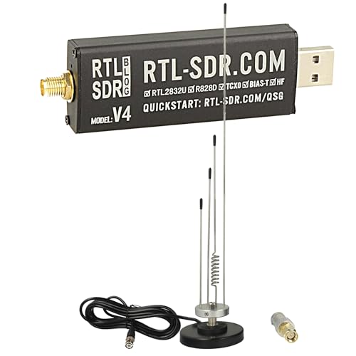 Impulsfoto RTL-SDR Blog V4 + Skyscan Mobile Scanner Antenne Bundle (25-2000 MHz, 65 cm, Base magnétique) - Solution complète pour la réception HF, VHF et UHF