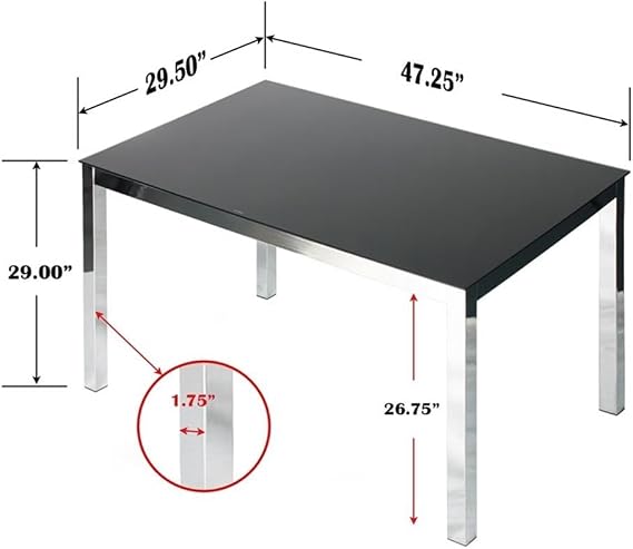 Better Home Products Elliott Tempered Glass Metal Dining Table in Chrome