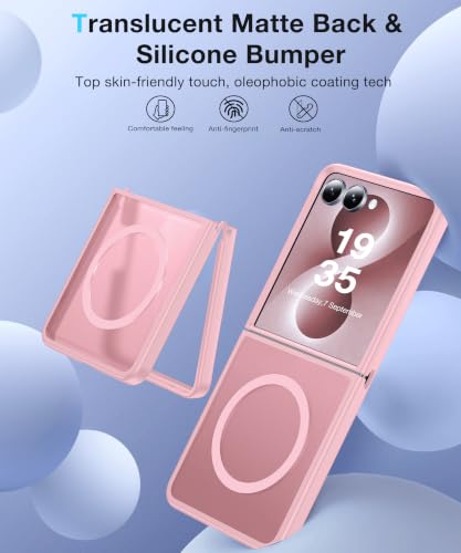 Image of NO.1 Magnetic for Samsung Galaxy Z Flip 8 Case with MagSafe | [Military Grade Drop Tested][Translucent Matte][Anti-Fingerprint] Soft Silicone Bumper for Samsung Flip 8 Case Slim,Pink