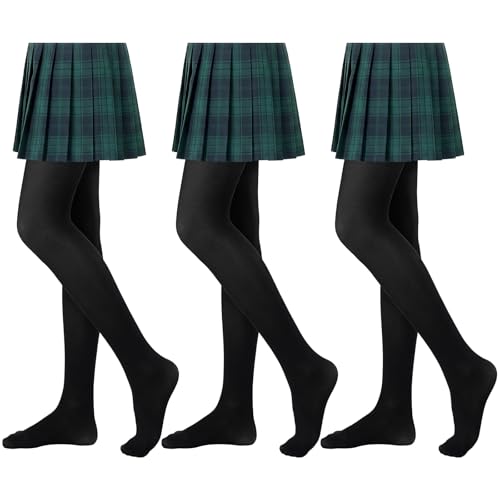 Daysx 3 Pairs Girls Tights Ballet Tights for Kids Girls School Uniform Dancing Sport pantyhose Tights Age 3-15 Years (UK Age 12 Years 15 Years Regular Black/Black/Black)